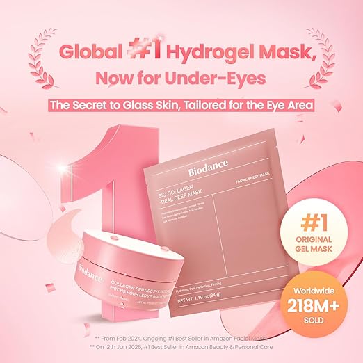 BIODANCE Collagen Peptide Under Eye Patches 60 Counts. Advanced Hydrogel Eye Patches for Dark Circles & Puffy Eyes. Under Eye Mask for Fine Lines. Eye Bags & Wrinkles. Korean Skincare.