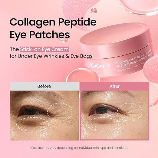 BIODANCE Collagen Peptide Under Eye Patches 60 Counts. Advanced Hydrogel Eye Patches for Dark Circles & Puffy Eyes. Under Eye Mask for Fine Lines. Eye Bags & Wrinkles. Korean Skincare.