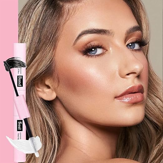 2PCS Lash Bond & Seal, Strong Hold 2-in-1 Latex-Based Eyelash Extension Glue for Individual & Cluster Lashes, Long Lasting Mascara Effect, DIY Lash Adhesive