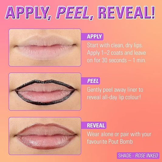 Revolution Lip Shift Ink Peel Off Lip Liner Stain, Long-Lasting, Matte Finish, Vegan & Cruelty-Free, Rose Inked, 1.8ml
