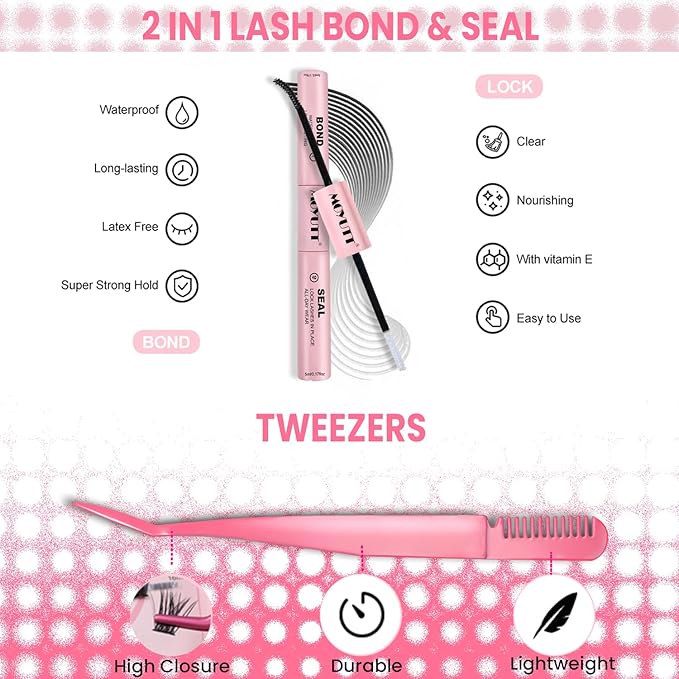 Cluster Lashes Kit 590Pcs Individual Eyelashes Book Natural Eye Lashes Book with Bond and Glue 8-16mm Eyelash Clusters D Curl Volume DIY Eye Lashes Extension kit (30+40+50+60+80+100D)